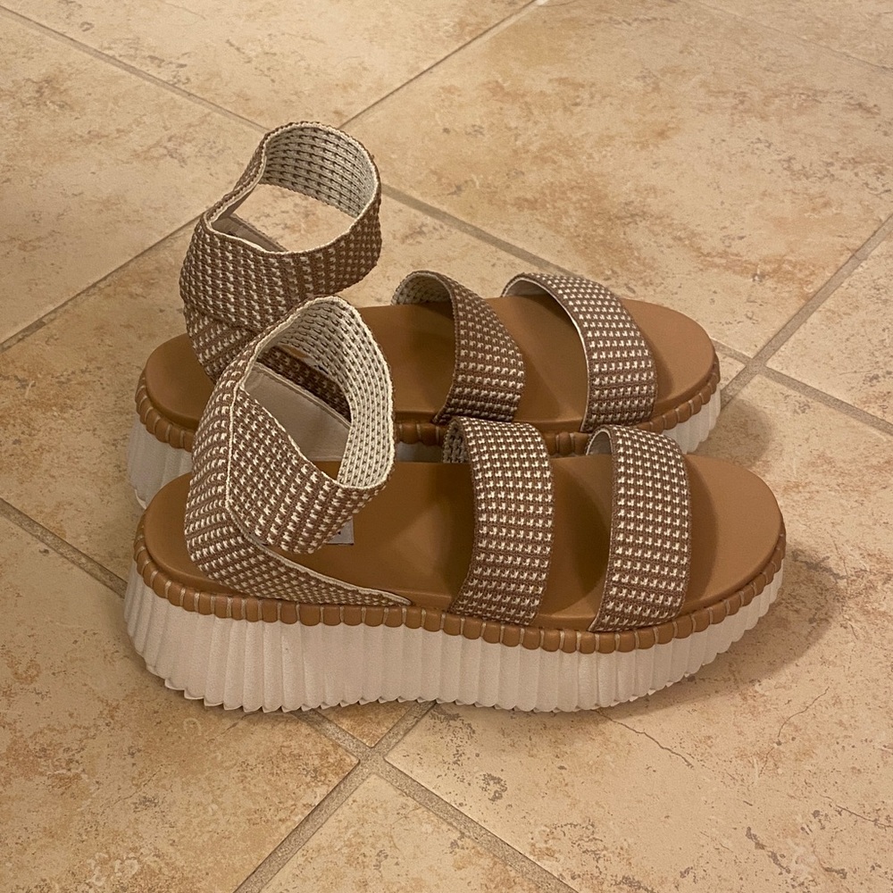Steve Madden Brown and White Platform Sandals
